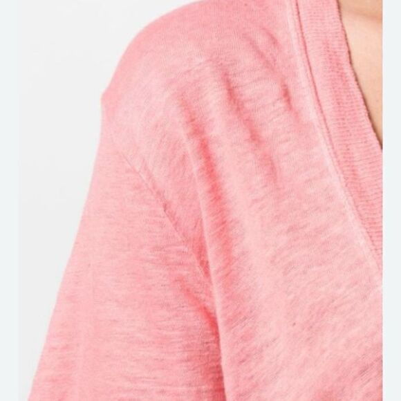 IRO Deep V Pink Linen T Shirt - Picture 7 of 10